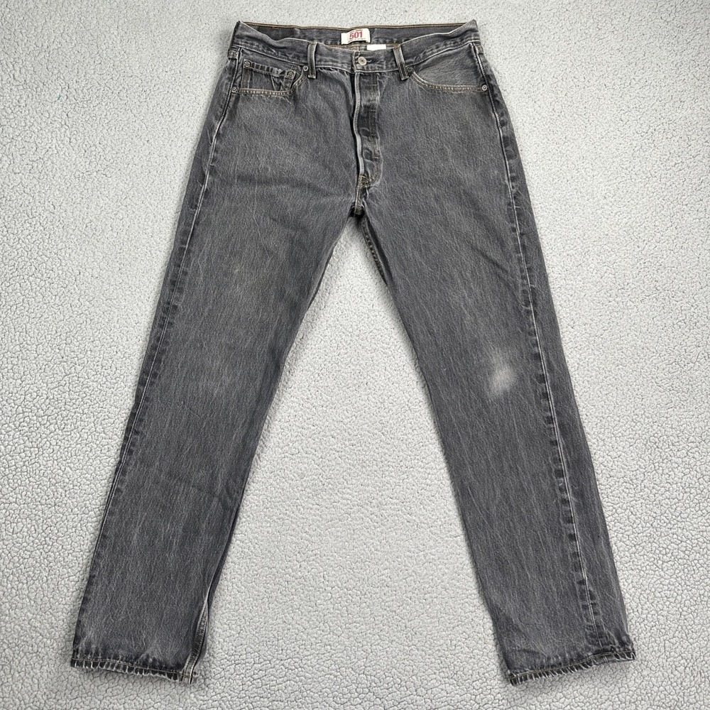 Levi's 501 Button Fly Jeans Men 36x36 (33x32) Black Straight Y2K Preppy Cowboy